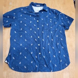 EUC Cactus Man slim fit frenchie print casual button down shirt